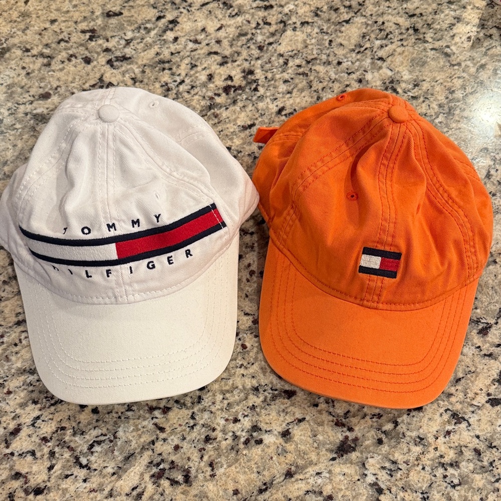 Tommy Hilfiger Kids' White and Orange Hats
